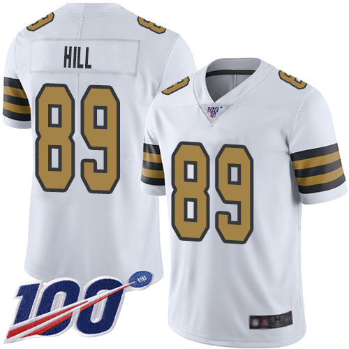 Men New Orleans Saints Limited White Josh Hill Jersey NFL Football 89 100th Season Rush Vapor Untouchable Jersey